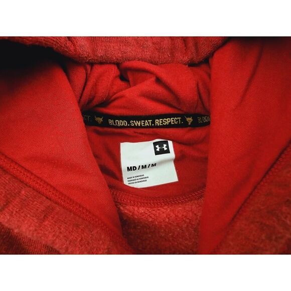 Under Armour Project Rock Hoodie Men's Size Medium Red Sweatshirt Gym Training - Picture 10 of 12